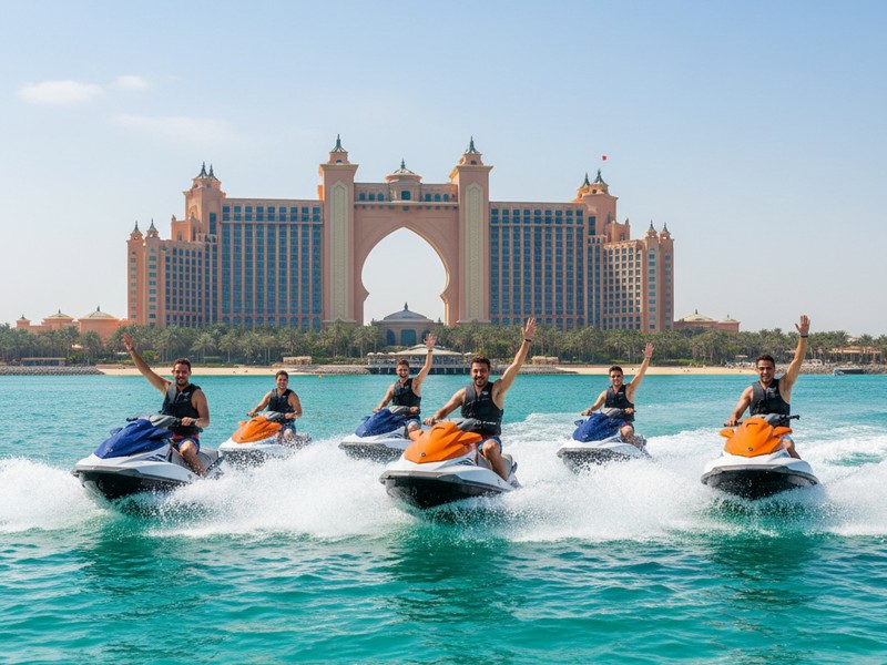 Jetski-Spaß in der Nähe von Palm Jumeirah Dubai Junggesellenabschied