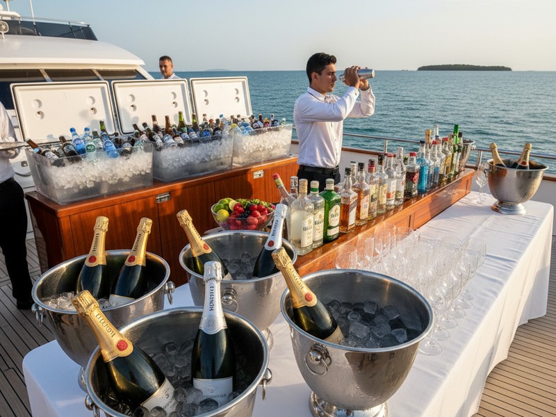 Forfaits boissons et service d'alcool pour fête en yacht