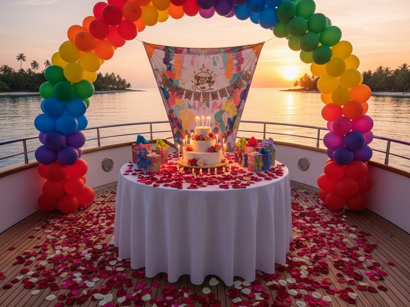 Forfait décorations d'anniversaire pour fête en yacht