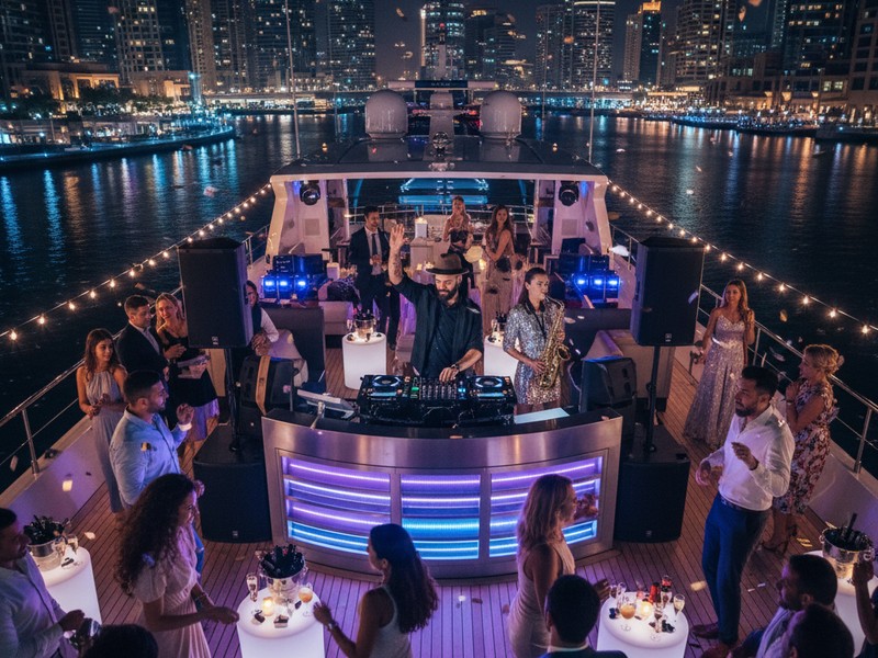 Onboard entertainment - DJ live singer belly dancer violinist