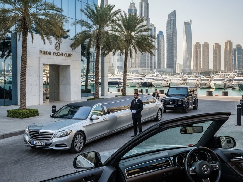 Luxury transportation service - limo sedan G-Wagon to marina