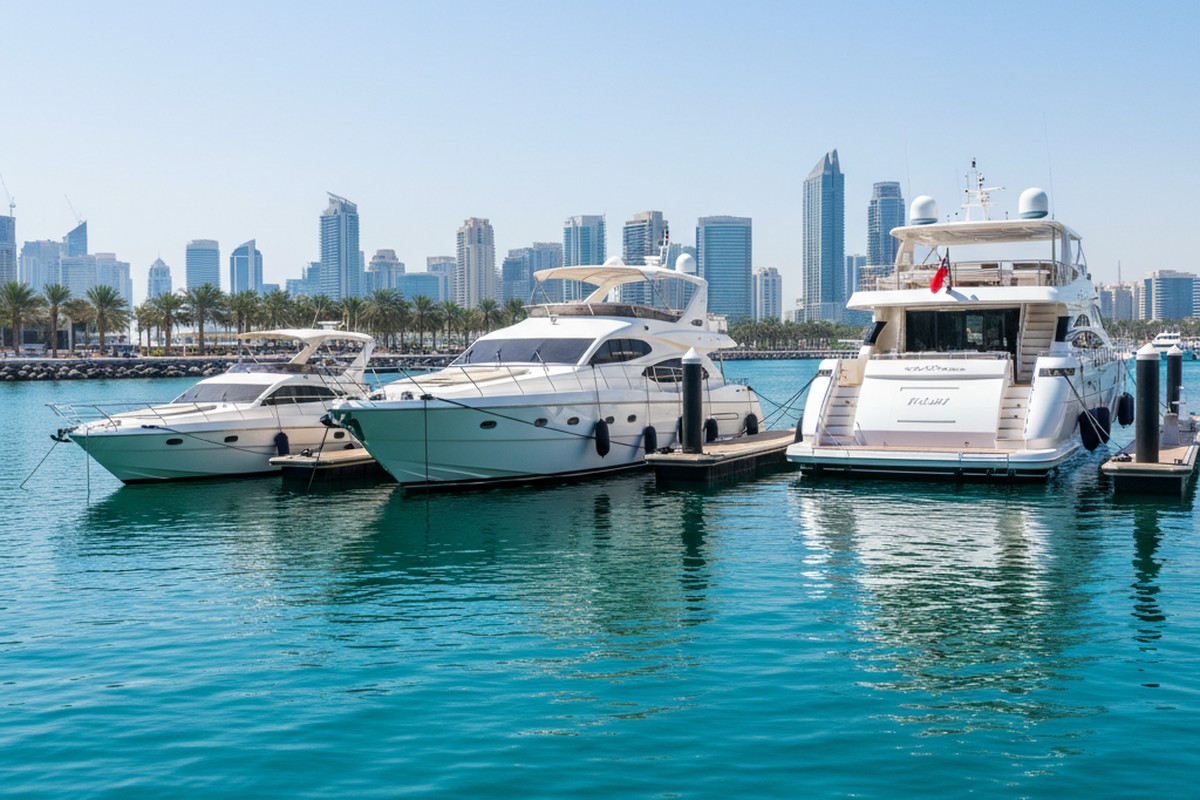 Yacht size comparison showing small medium and large charter yachts in Dubai