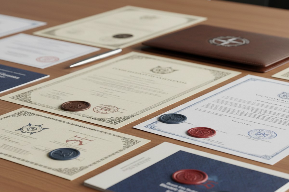 Business documents and yacht licensing verification