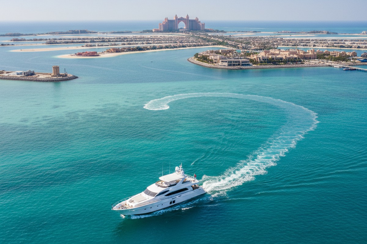 Yachtroute von Dubai Marina nach Palm Jumeirah und Atlantis