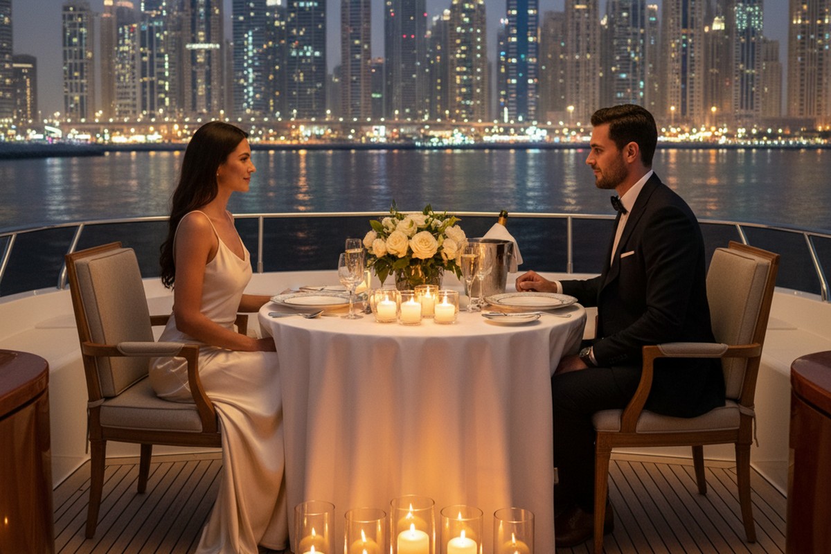 Privates romantisches Yacht-Dinner für zwei mit Candle-Light-Setting