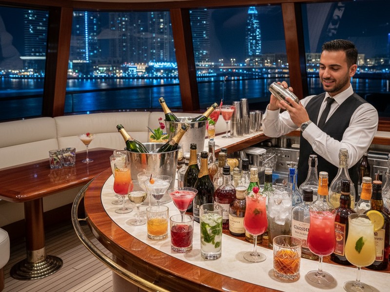 Luxury Yacht Bar Setup