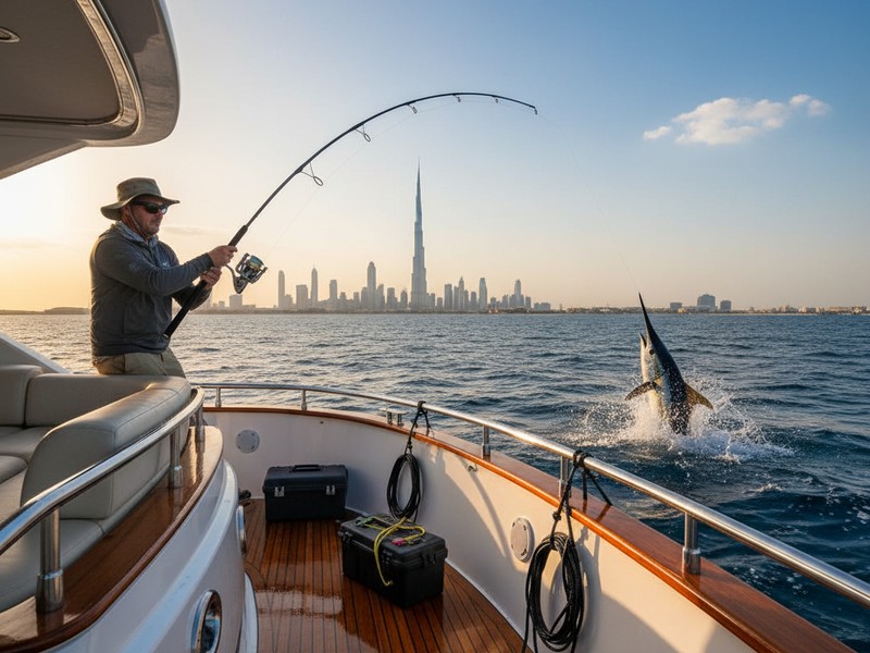 Deep sea fishing yacht Dubai - kingfish barracuda tuna tackle crew