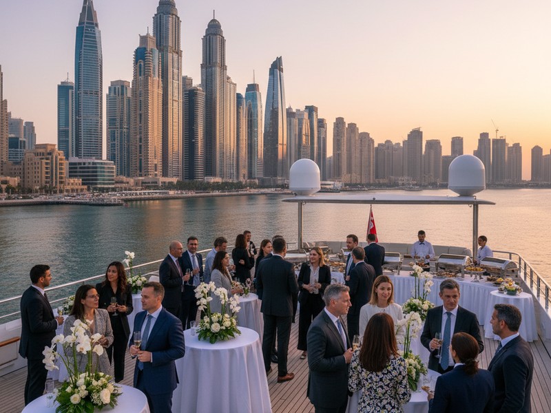 Corporate luxury yacht charter Dubai — VIP business event superyacht Majesty 101 ft