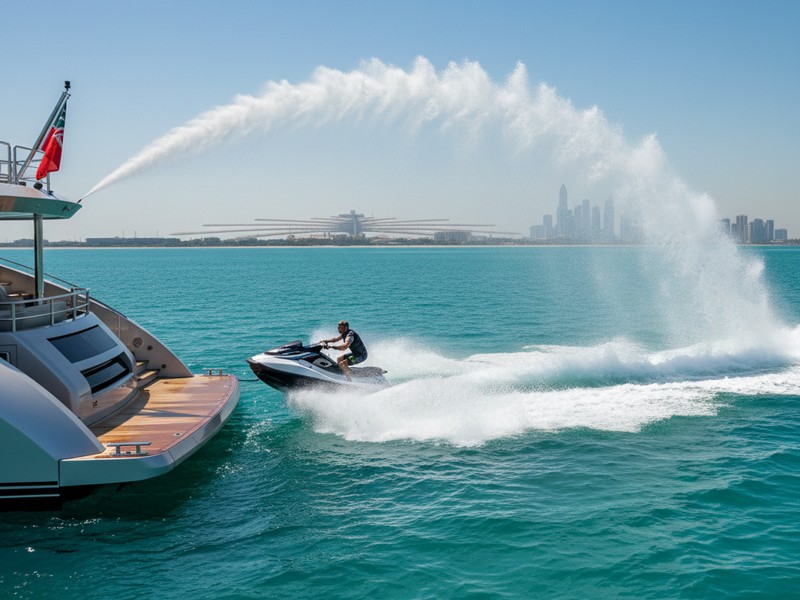 Luxury yacht water sports Dubai — jet ski jet tender private charter Arabian Gulf