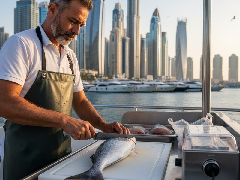 Professional fish filleting cleaning service Dubai