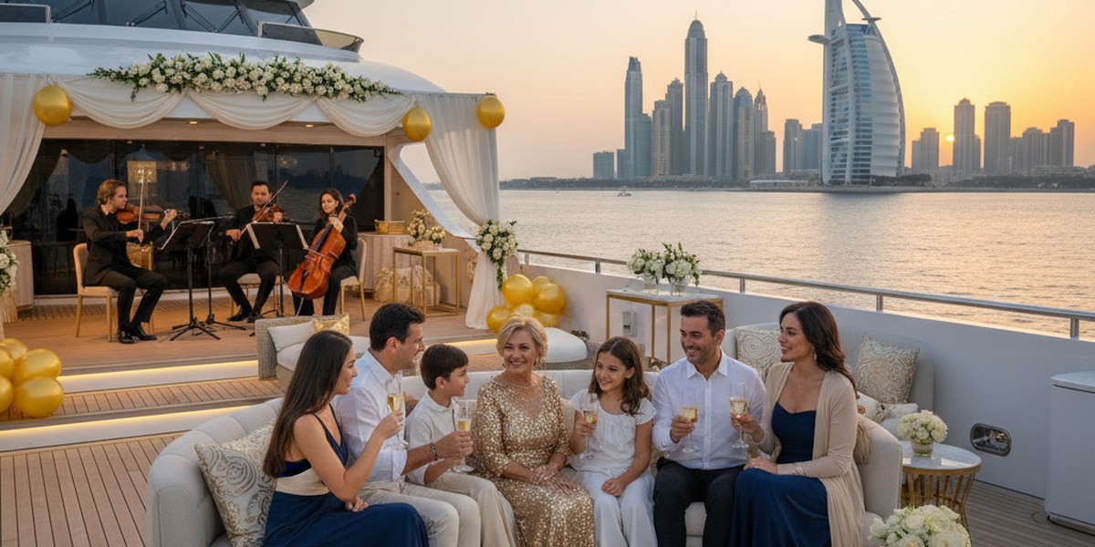 60th, 70th and golden birthday celebration on mega yacht