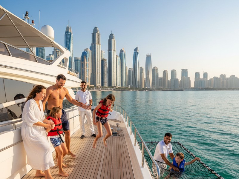 Private family cruise on spacious yacht in Dubai Marina