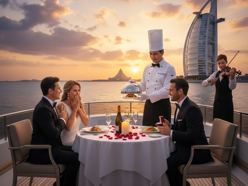 Romantic sunset dinner cruise with private chef in Dubai