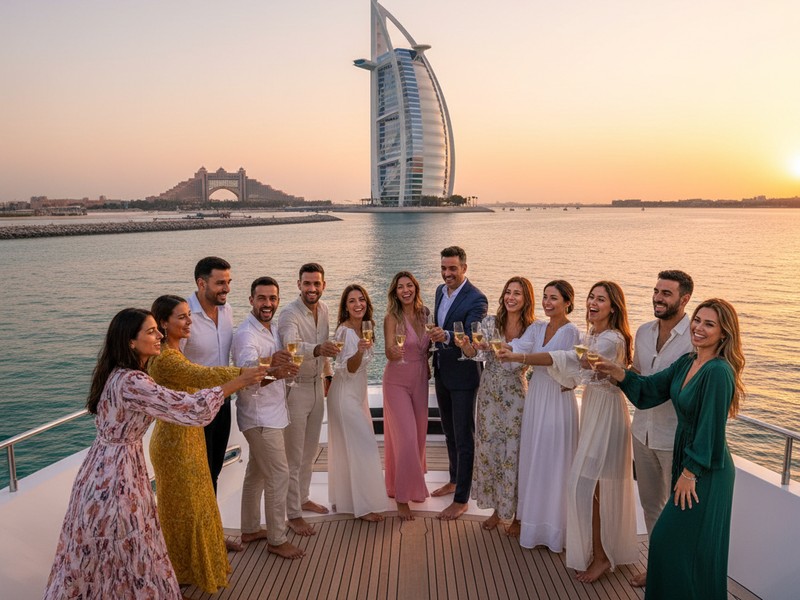 Fête en yacht digne d'Instagram avec le Burj Al Arab en toile de fond