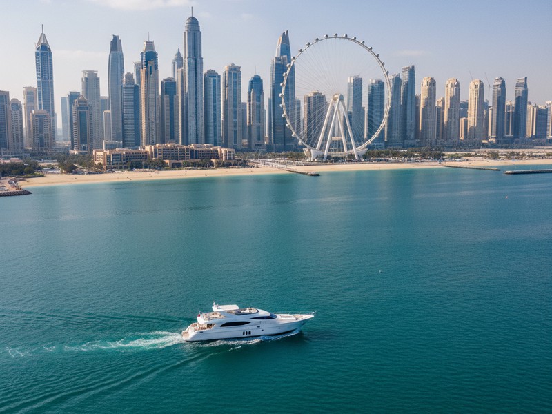Itinéraire côtier en yacht de Dubai Marina avec JBR Beach et Ain Dubai