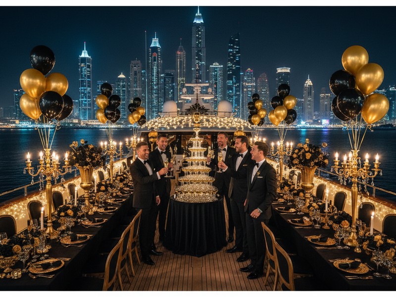 VIP Schwarz Gold Luxus Party-Motto Yacht Dubai