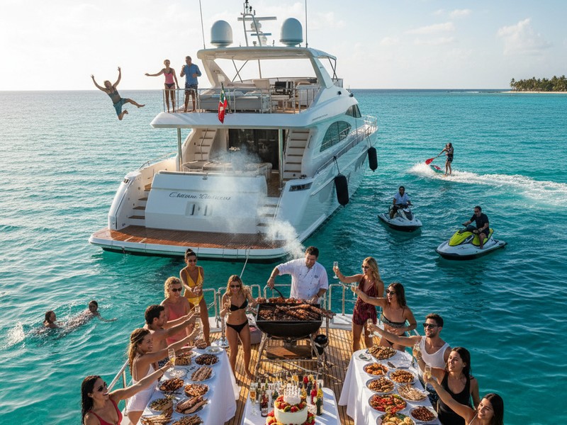 Fête en yacht l'après-midi de 13h à 17h avec baignade et BBQ