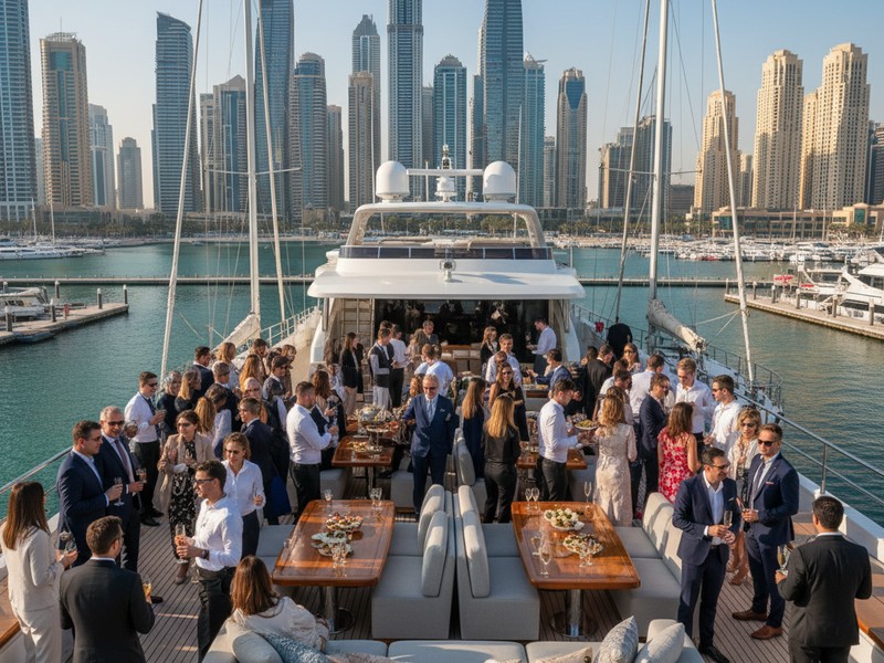 Luxury yacht large group Dubai — Azimut Viktoria 75 ft corporate event private charter
