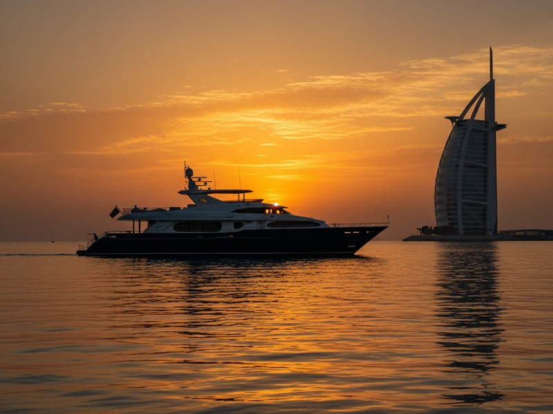 Mega yacht Dubai luxury party — Majesty Black Diamond 101 ft superyacht charter