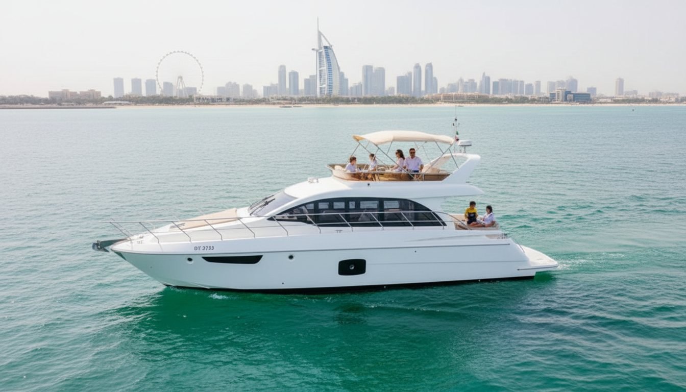 Family spending leisure time on a yacht deck under bright sunny skies